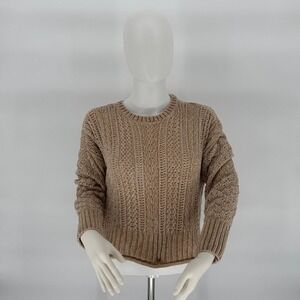 Abound Chenille Knit Sweater Tan Textured Long‎ Sleeve Women's XS